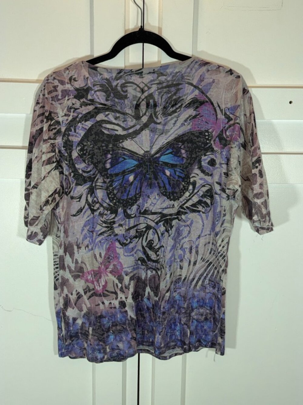 APT.9 Purple Pink Women's Butterfly Print Top XL Purple - Picture 5 of 8